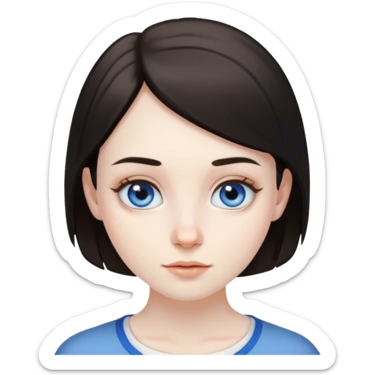 beautiful pale brunette girl with brown eyes and pale man short black hair tiny beard blue eyes sticker
