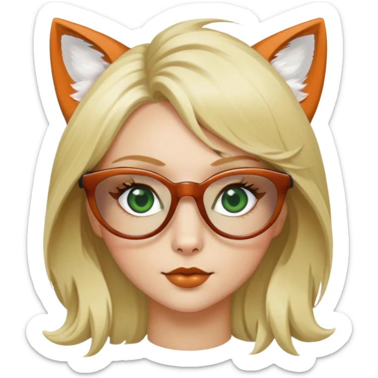 Io occhi verdi occhiali a forma di volpe capelli biondi media lunghezza nelle ciglia sticker