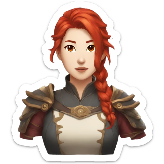 Female fire genasi rouge Asian red hair dnd sticker