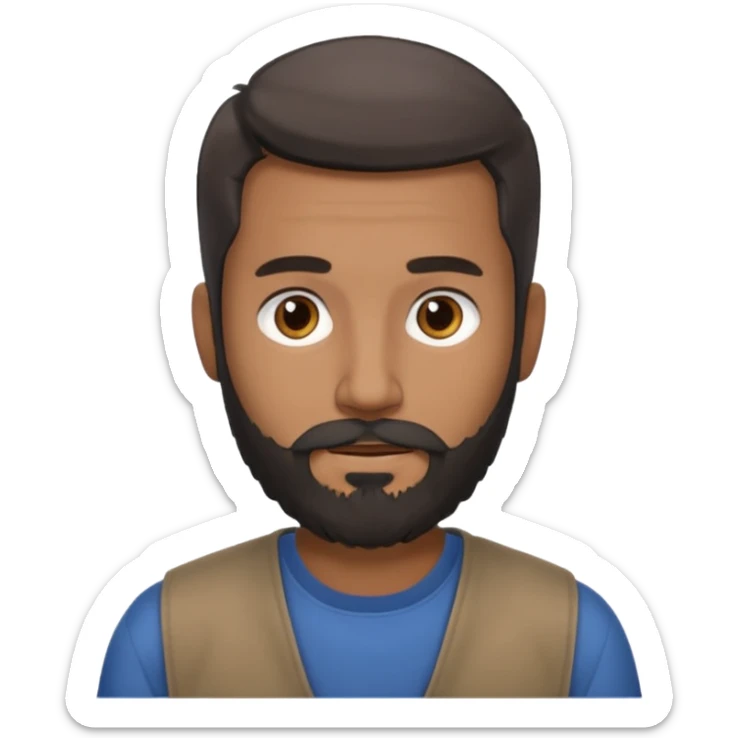 give my dad a grandpa look but beard mixed with grey and black , very low hair on head brown in complexion, casual clothes sticker