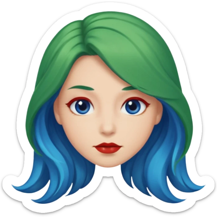 Like the first but her eye green  and blue and her hair red that brolong herwn  sticker