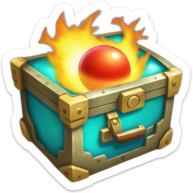 Pokemon Game LootCase Color Cyan Fire Flame Rich Treasure Legendary Epic Pokeballs and Pokemons Inside this have Shiny Glow sticker