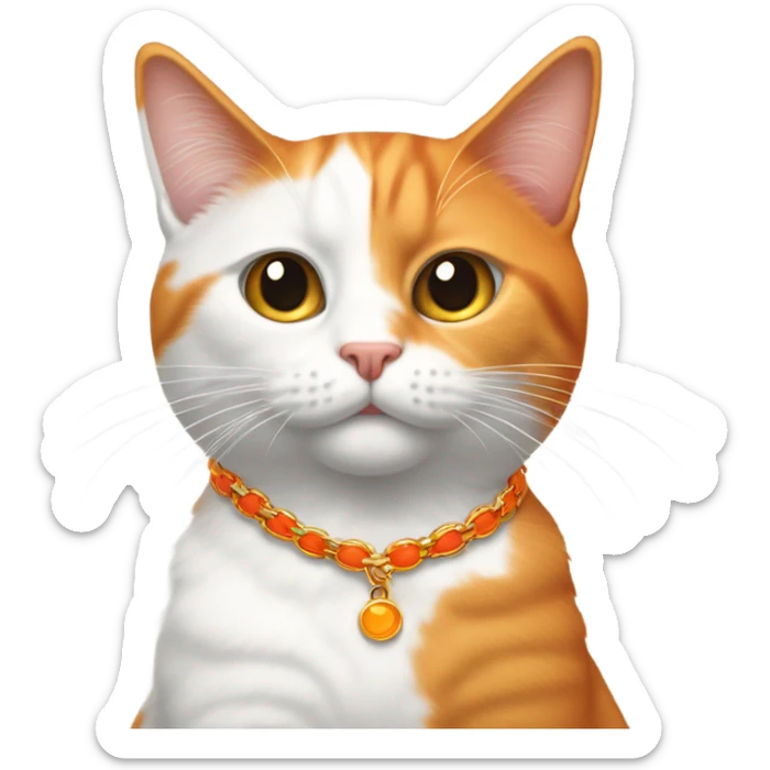  un emojis con dos gatos de pelaje blanco con naranja y collares rojos abrazados sticker