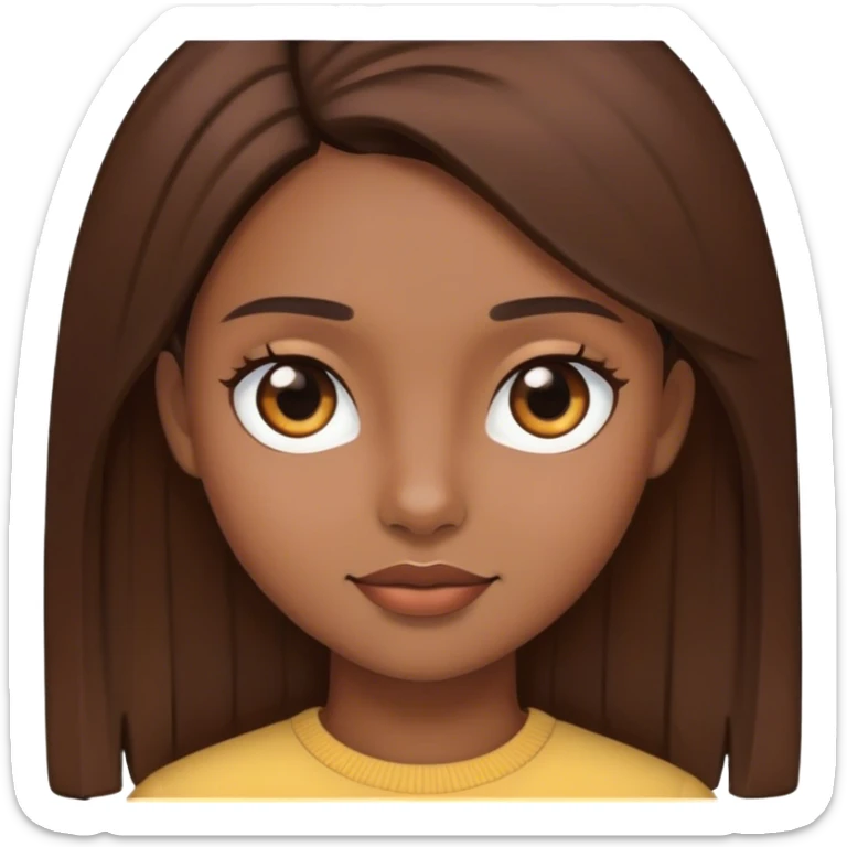 girl with straight brown hair and brown skin sticker