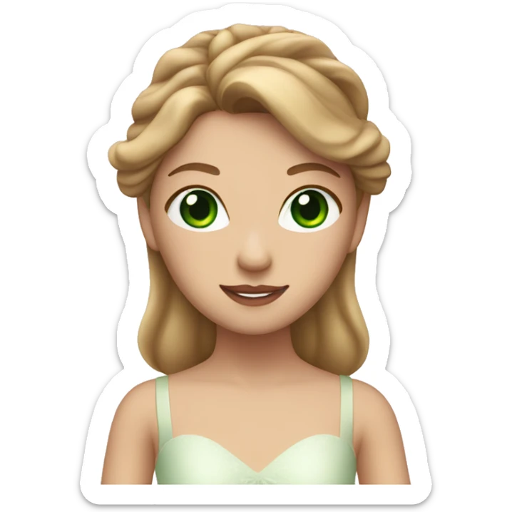 Ballerina with green eyes and light brown hair in a white and red costum  sticker