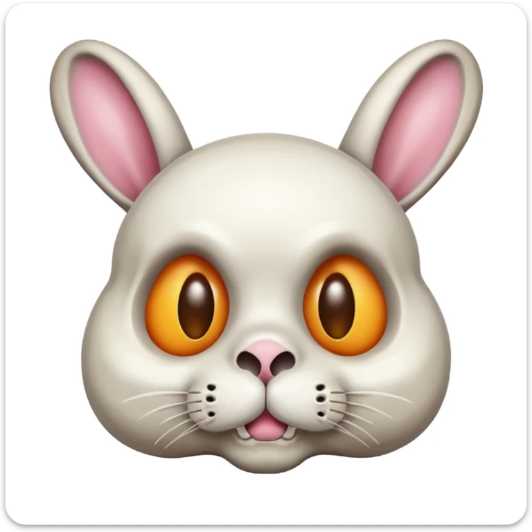 Give me an emoji of a cross eyed bunny that is combined with a 💀 that is also stressed out and overweight sticker
