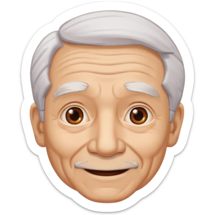 Abuelo hombre, ojos cafés, muchas arrugas, aspecto feliz, el pelo debe ser blanco no morado. sticker