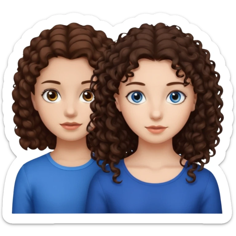 A girl with with brown hair and blue eyes and two girls with dark curly hair with brown eyes sticker