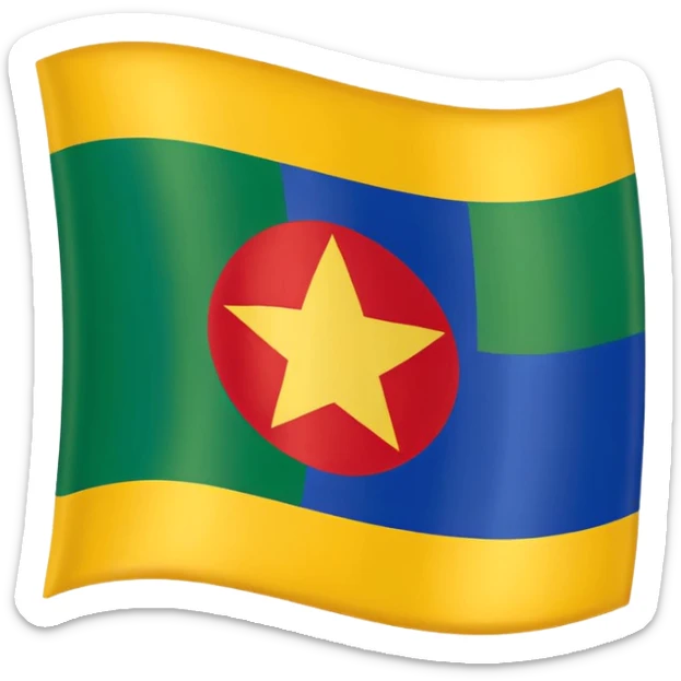 Kabylie flag emoji with blue, yellow, and green tricolor background and a bold red ⵣ (Yaz) symbol in the center, simple and clear for emoji use sticker