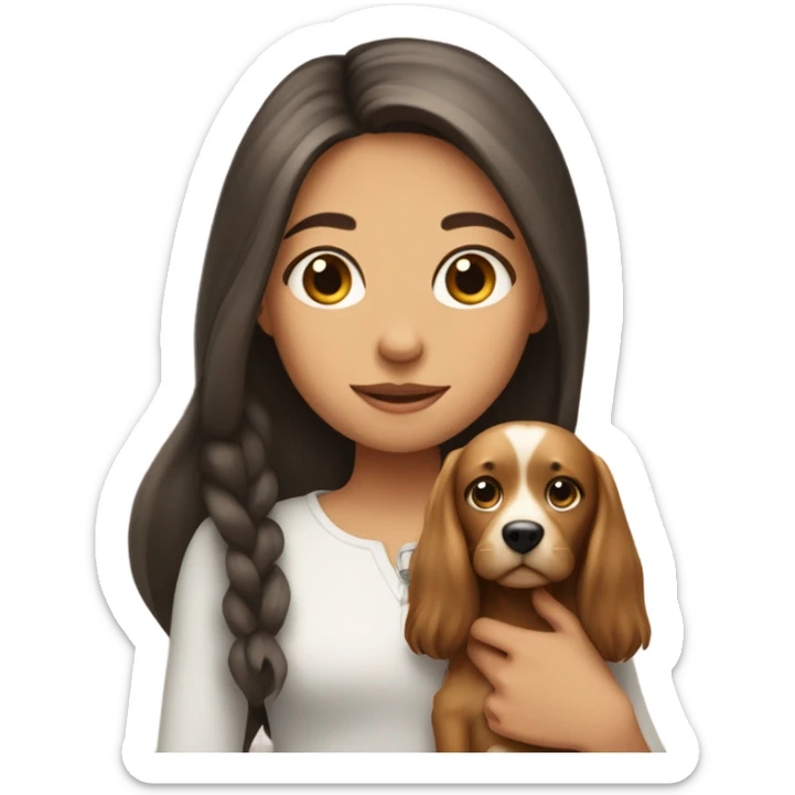 girl with long hair holding a wennie dog  sticker