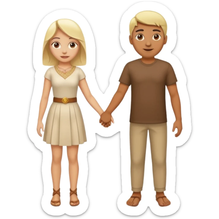 Naked Indian man and naked blonde woman holding hands sticker