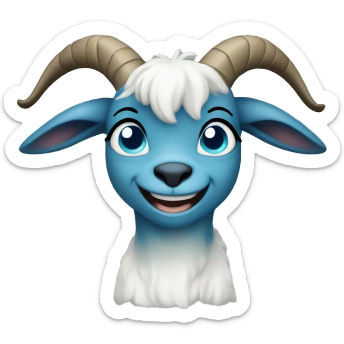 Blue goat whole body pretty smiling excited bluegreen eyes female sticker