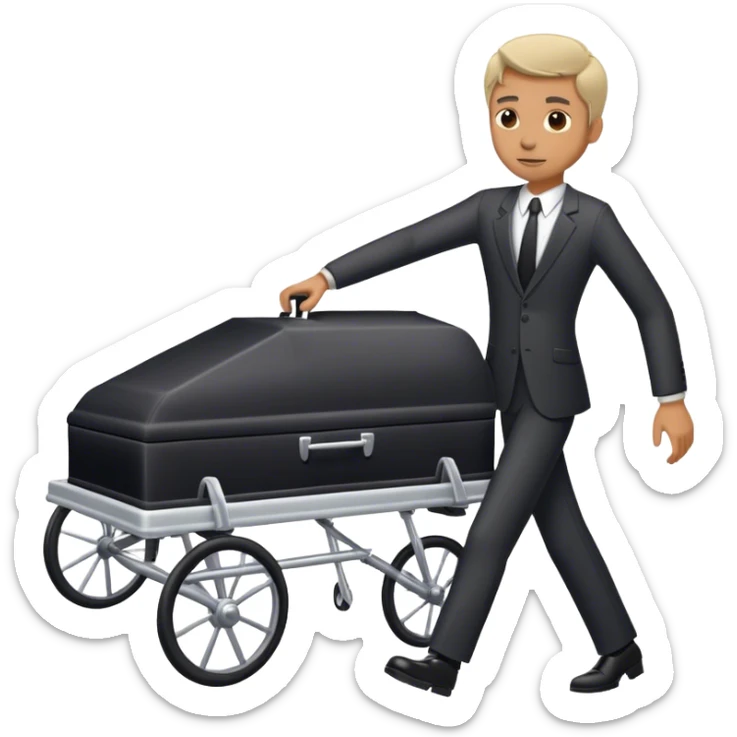 En man i kostym som kör in en likbår i en likbil  sticker