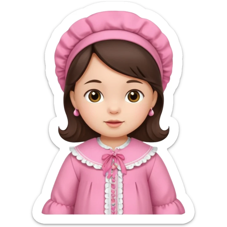 brunette baby girl traditional pink dutch clothes sticker