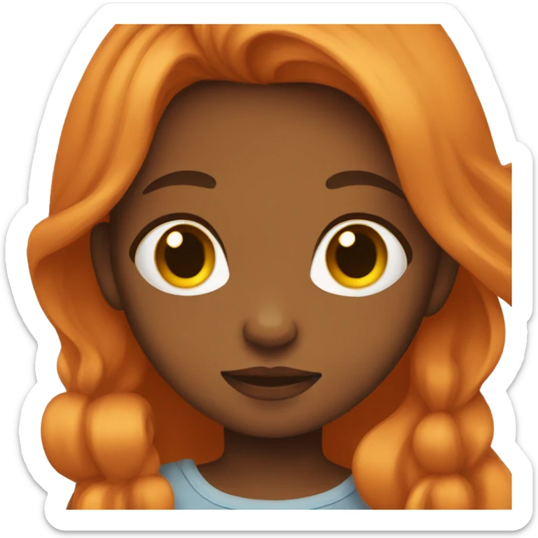Girl with long orange hair holding baby boy with brown hair  sticker