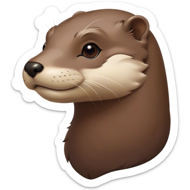 Cinematic Noble Otter Portrait Emoji, Poised and regal, with a sleek, streamlined build and a luxuriously smooth, well-groomed Fur of rich brown, deep-set soulful dark eyes, Simplified yet sharp and sophisticated features, highly detailed, glowing with a soft, dignified glow, high shine, intelligent and playful, stylized with an air of aquatic charm, focused and attentive, soft glowing outline, capturing the essence of a watchful and confident water-dweller, so majestic it feels as though it could glide out of the screen with effortless authority! sticker