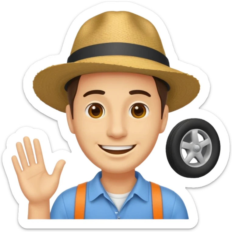 homme créole réunionnais  avec chapeau embouteillage route  sticker