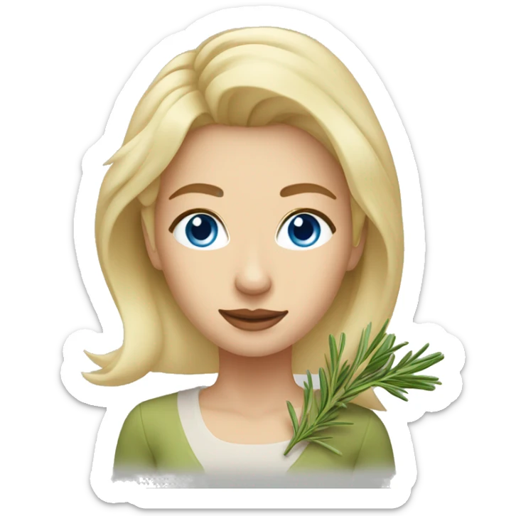 woman with blond Hair and Blue Eyes growing rosemary out of her head sticker