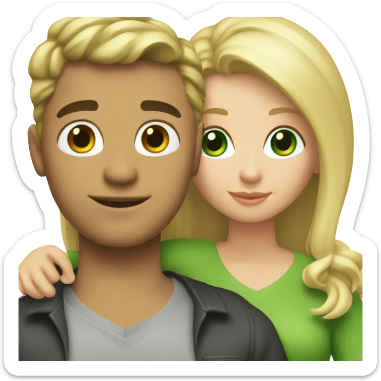 happy couple with contrasting styles, blonde girl green eyes sticker
