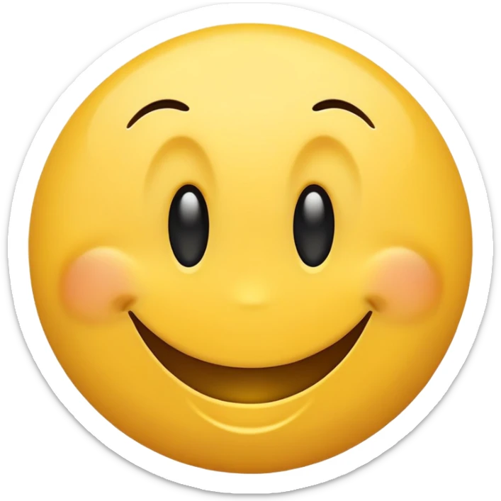 smiley face with wide, uneven eyes, big goofy grin, playful and silly, clumsy personality sticker