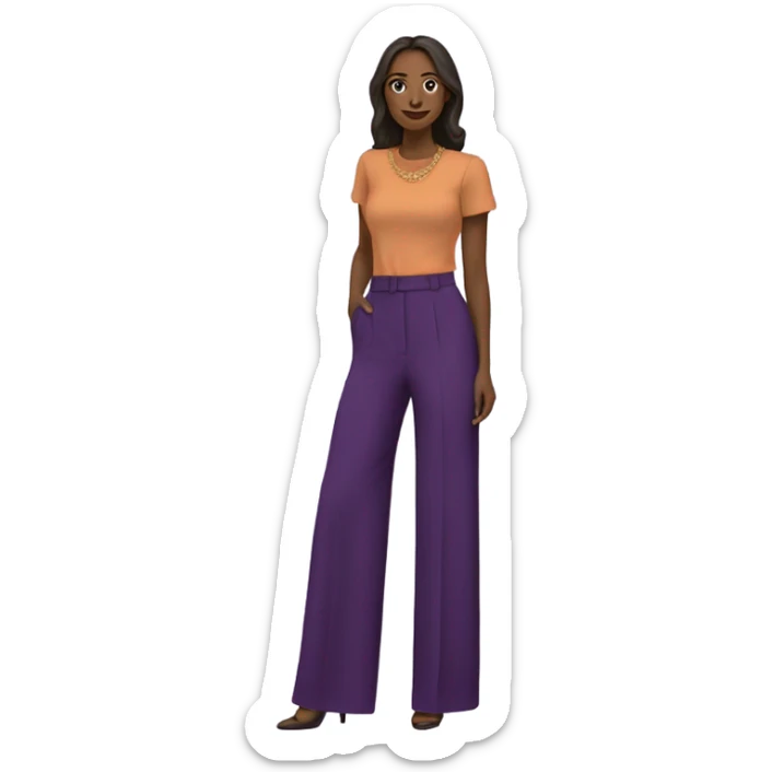 Realistic isolated pair of high waist long wide leg dressy casual pants in purple sticker