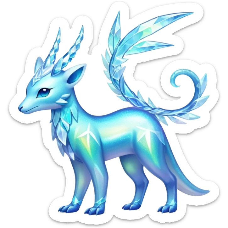 Shiny Exotic Colorful Ethereal Sparkly Amaura-Aurorus-Fakémon-hybrid-creature (full body)  sticker
