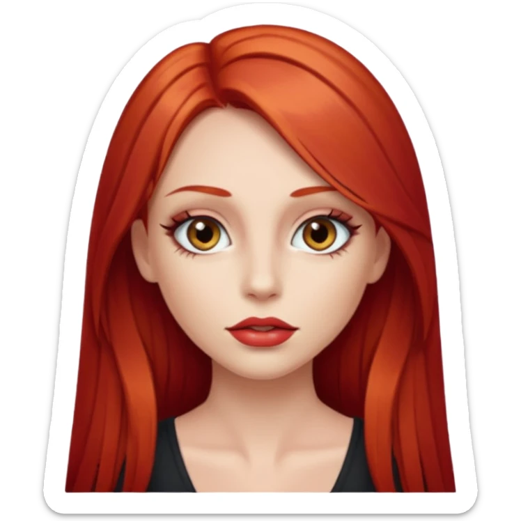 una chica con los labios y los ojos maquillados, de piel blanca con el pelo liso y largo y pelirrojo sticker