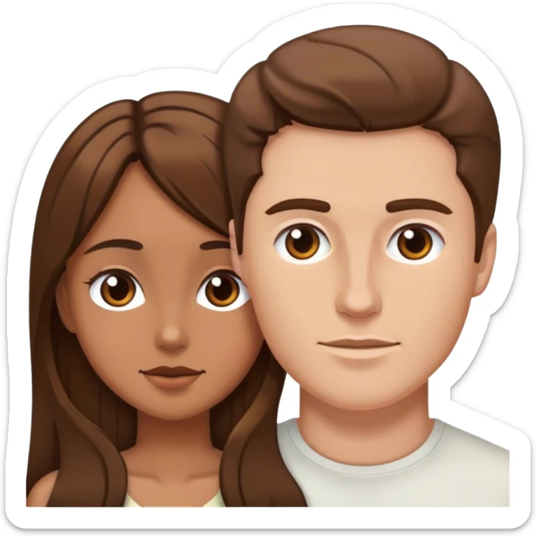 White man brown hair and tan girl brown hair couple  sticker
