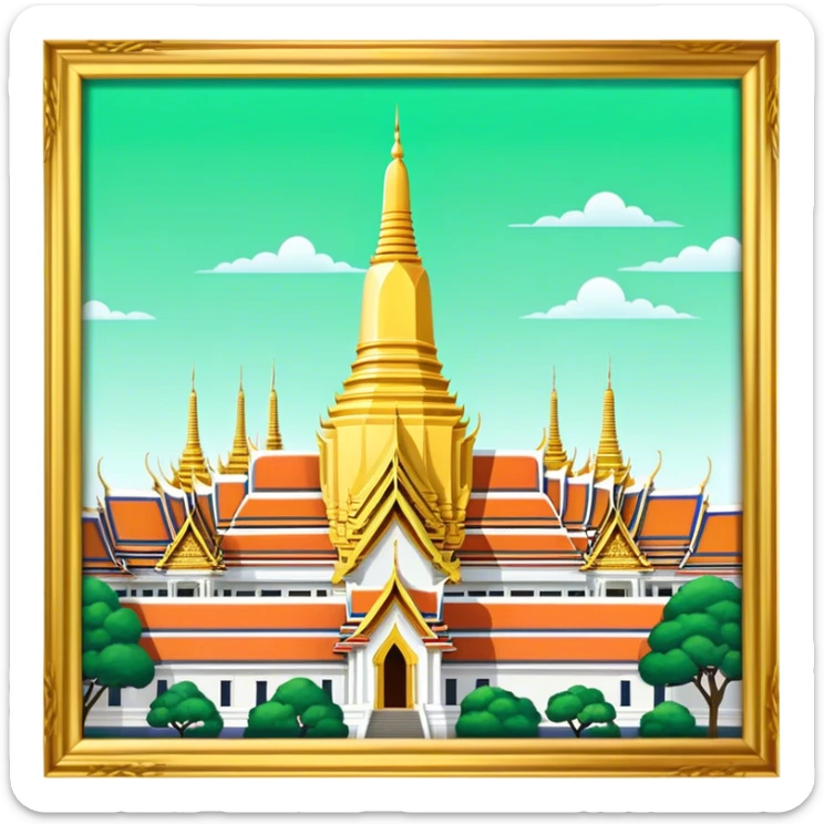 Grand Palace Bangkok Landmark Emoji – Featuring golden spires, Thai architecture, and the Emerald Buddha Temple. sticker