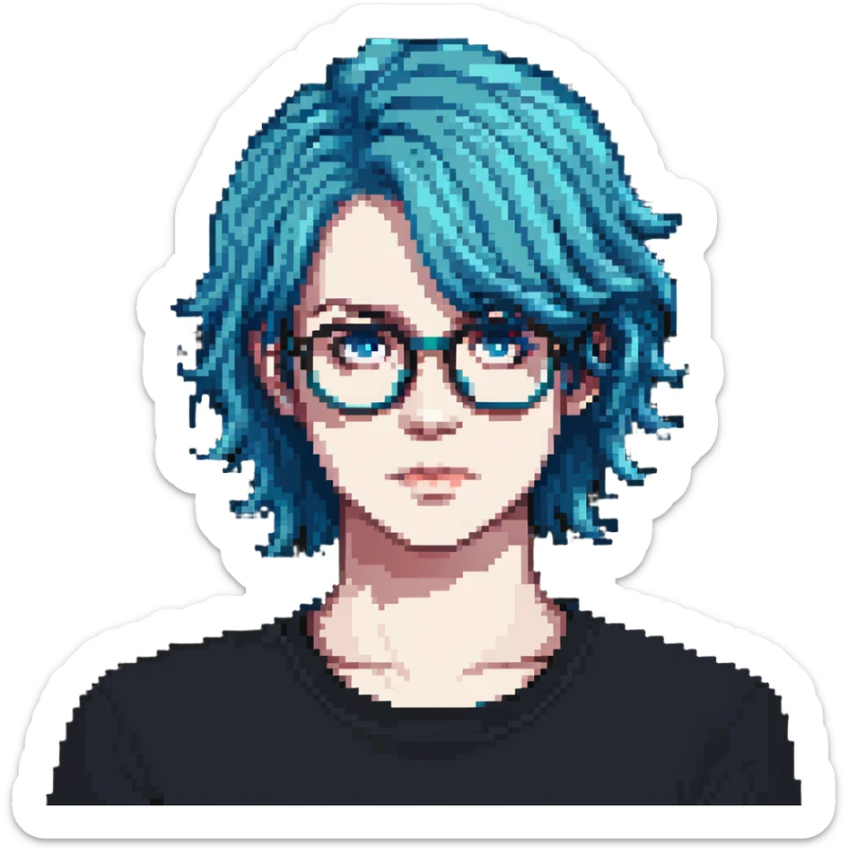 Michou, French YouTuber with blue hair and glasses sticker