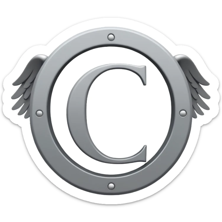 Letter C in multiple different shades of gray from light to dark, 50 shades of gray C, with angel halo sticker