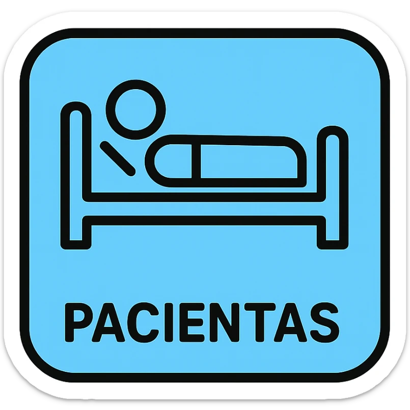 Discord role icon for 'pacientas' patient of a psychiatric clinic, #6fe8f3 color, subtle hospital bed or patient silhouette, minimal style sticker