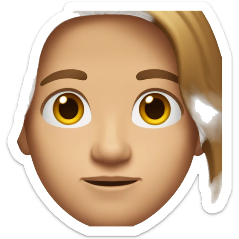 Memoji of fair-skinned man, brown eyes and long brown hair sticker