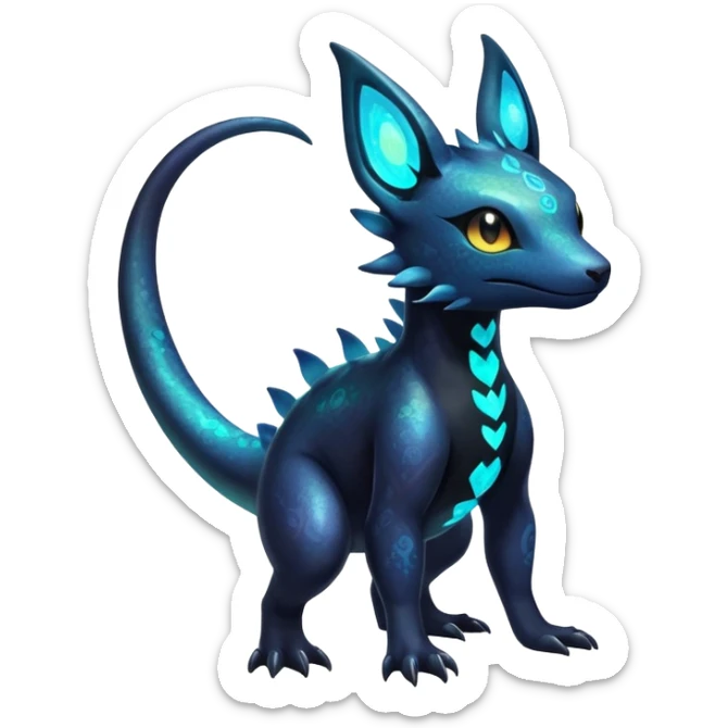 Colorful Iridescent Exotic Nebulae Salandit-Amaura-Umbreon-Fakémon-hybrid-creature (full body)  sticker
