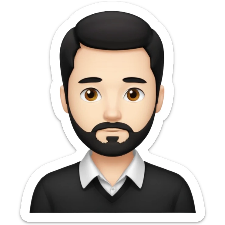 A white guy with coolers and white collar t shirt and the beard for him is at the chin area only,the hair is fuzzy and black in colour sticker