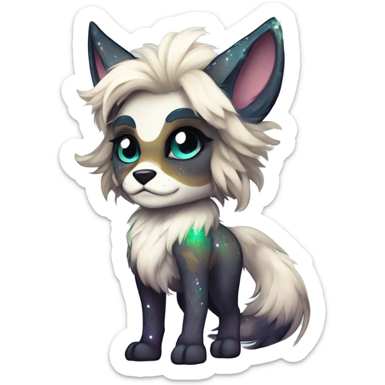 Cool cute Kawaii edgy fantasy animal sparkle fursona Fionbri by griffsnuff & LiLaiRa & Falvie full body sticker