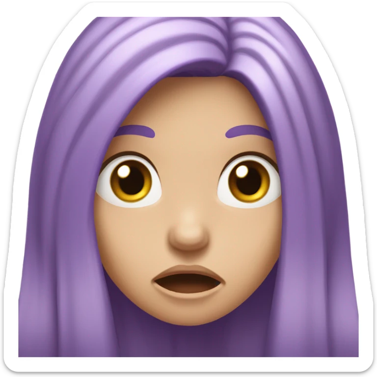 Ohhhh noooo white girl with long dark purple hair hands on face sticker