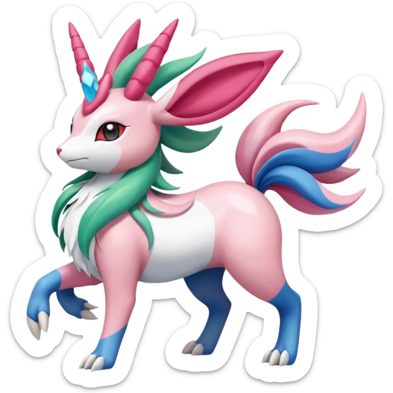 Shaymin-Sylveon-Suicune-Milotic-Amaura-Pokémon-Fakémon-fusion, full body sticker