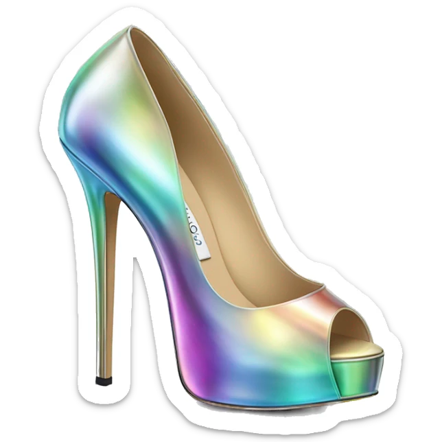 Realistic isolated top view of a pair of iridescent jimmy Choo stiletto high heel shoes. sticker