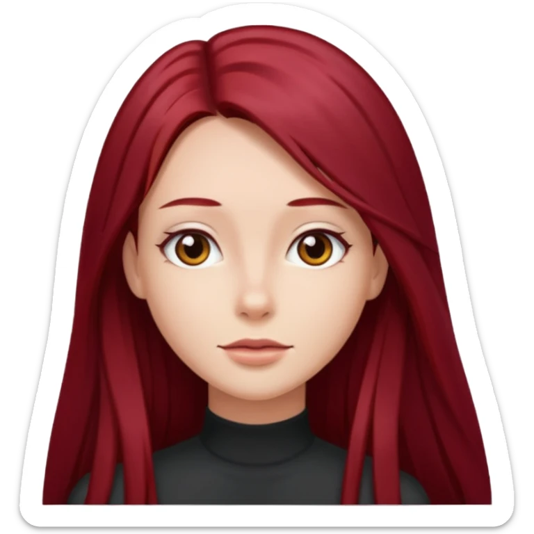 long straight dark red hair sticker