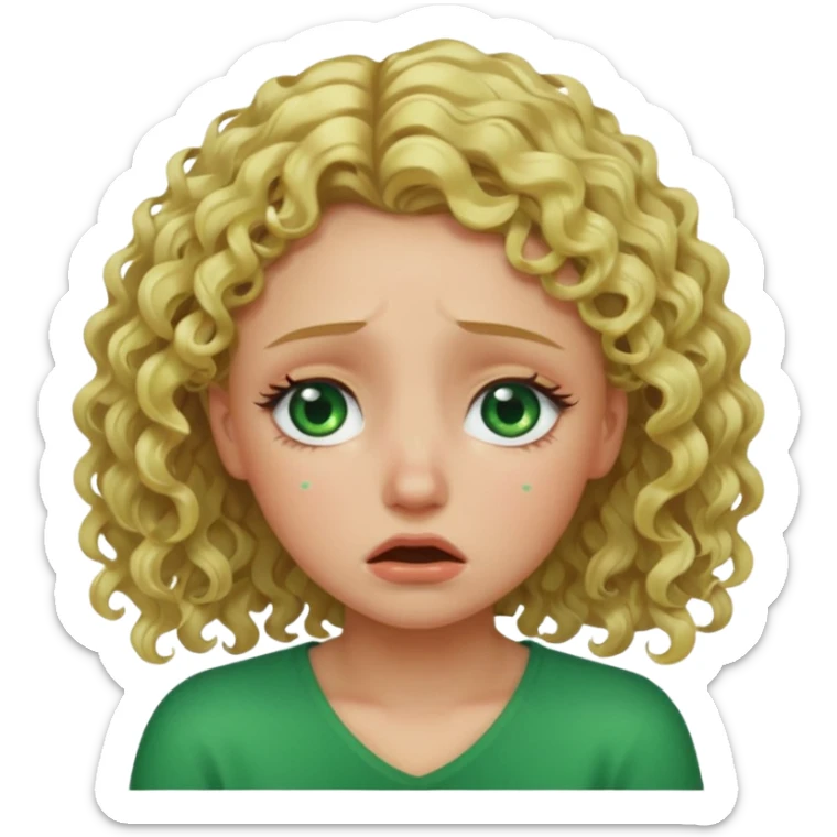 the girl is that criying she has green eyes and blond hair curly sticker