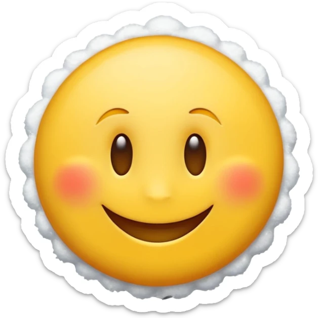 A yellow circular emoji made by Apple that looks full and is smiling with white stuff coming from the sides of mouth sticker