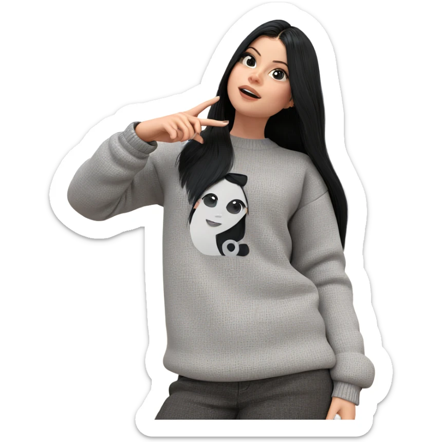black haired girl in sweater sticker