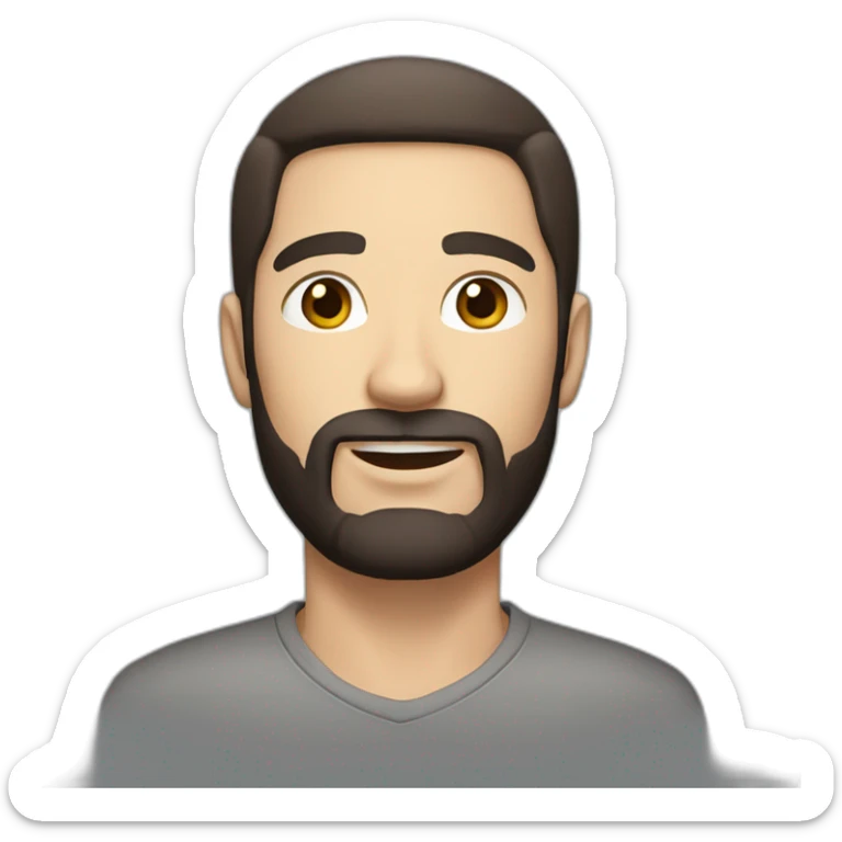 White man with straight dark hair and trimmed beard wiht brown eyes sticker