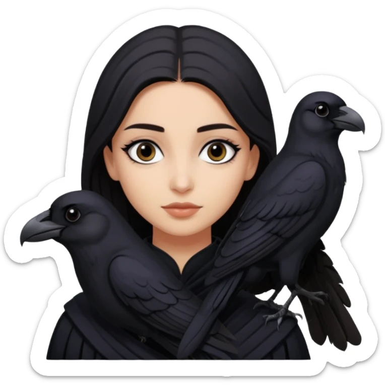 Black aly is the wife of cregan stark and looks like Hande Erçel. She has a raven on her shoulder  sticker
