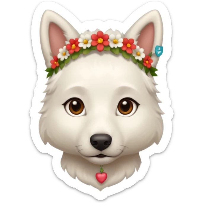Brown eyes White Shepard with very short fur with 1 flowerband on the head sticker