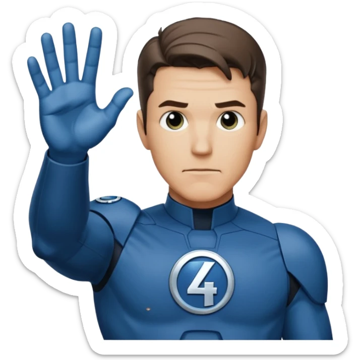 Reed Richard’s from the Fantastic 4 holding up 4 fingers thumb down out in front of himself  sticker