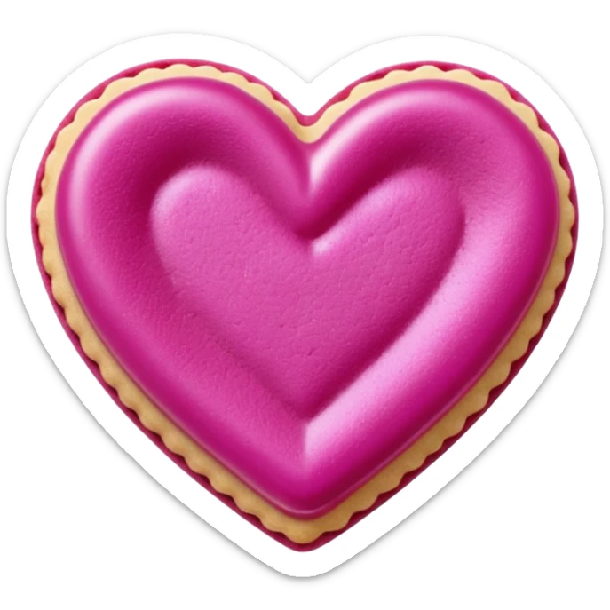 Realistic shortbread cookie in the shape of a heart with Fuchsia color jelly middle filling and sprinkled powder sugar on top. sticker