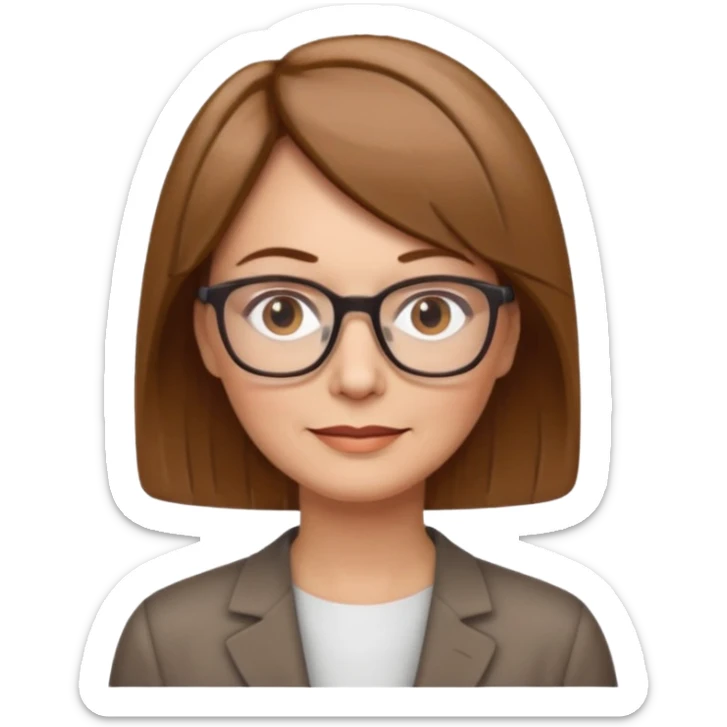 woman 50 years old, light brown hair, short straight hair, wearing glasses sticker