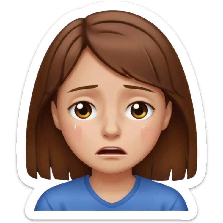 Brown hair girl, girly girl, crying  sticker
